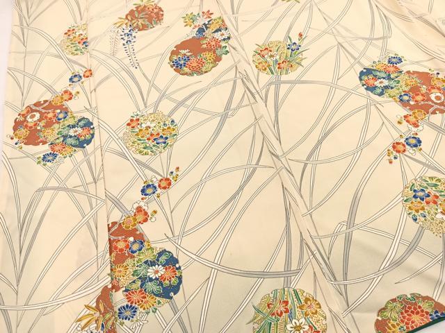 平和屋着物■上質な小紋 雪輪花文 金彩 正絹 逸品 BAAX3217yc