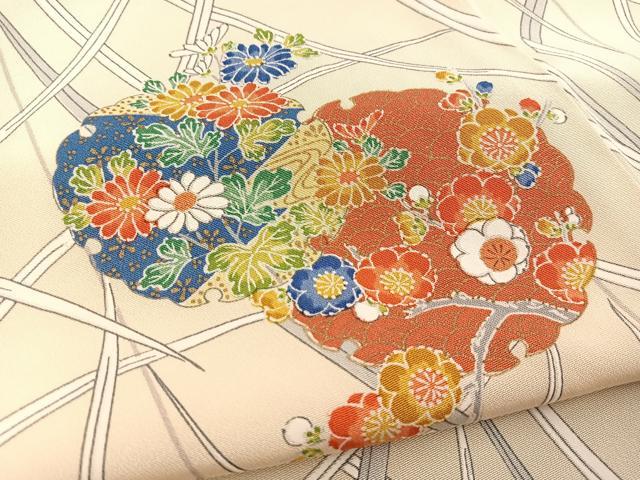 平和屋着物■上質な小紋 雪輪花文 金彩 正絹 逸品 BAAX3217yc