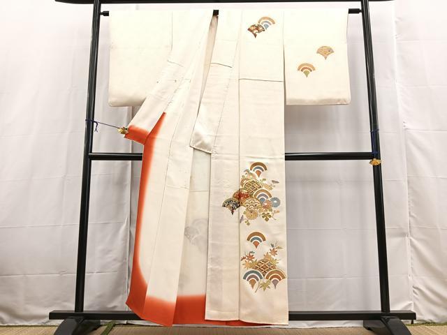 平和屋着物■訪問着 駒刺繍 手描き 花青海波 金彩 正絹 逸品 BAAX3219yc