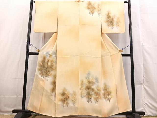 平和屋着物■訪問着 手描き 樹林文 暈し染め 正絹 逸品 BAAX3225yc