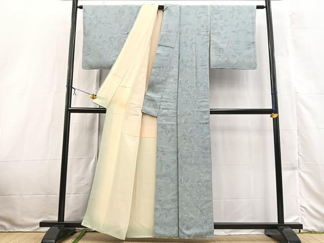平和屋着物■上質な紬 更紗花文 正絹 逸品 BAAX3229yc