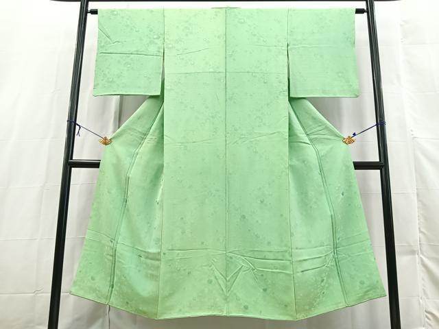 平和屋着物■上質な色無地 抽象地紋 浅緑色 正絹 逸品 BAAX3236yc