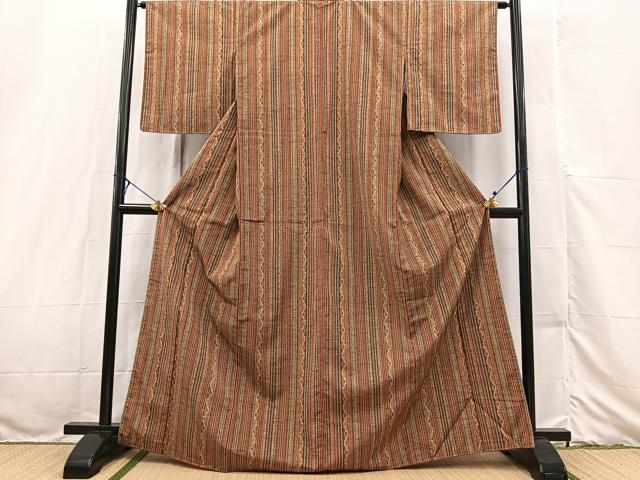 平和屋着物■上質な小紋 紬地 花間道 正絹 逸品 BAAX3248yc