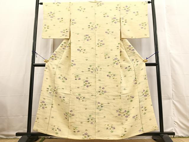 平和屋着物■上質な小紋 吹き寄せ文 お召縮緬 正絹 逸品 BAAX3317yc