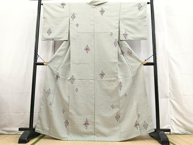 平和屋着物■上質な小紋 紬地 宝相華 正絹 逸品 BAAX3320yc