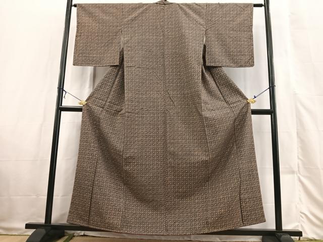 平和屋着物■上質な小紋 紬地 花丸文 正絹 逸品 未使用 BAAX3327yc