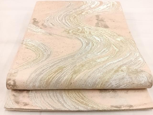 平和屋着物◎六通柄袋帯 流水文 金銀糸 引箔 三越扱い 正絹 逸品 BAAX3356yc