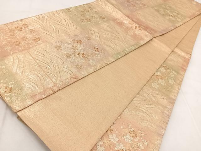 平和屋着物◎六通柄袋帯 市松取花文 金糸 正絹 逸品 BAAX3370yc