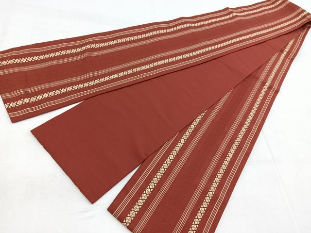 平和屋着物◎本場筑前博多織 半幅帯 献上 正絹 逸品 BAAX3412yc