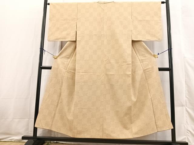 平和屋着物■上質な紬 井桁市松文様 正絹 逸品 BAAX3448yc