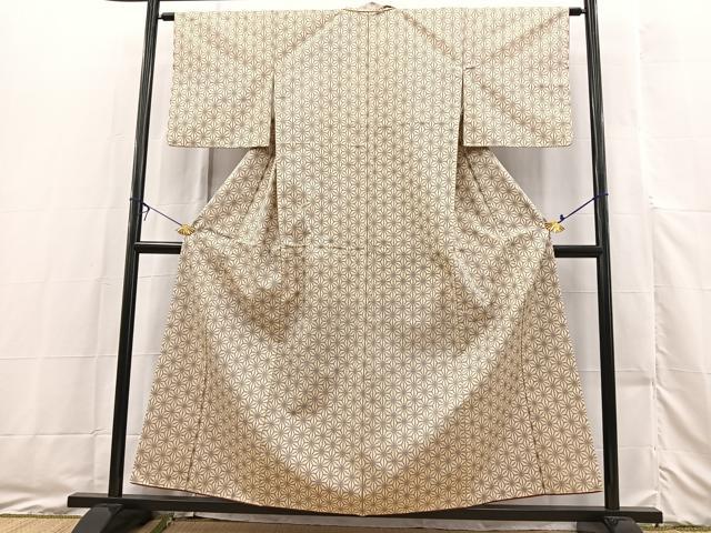 平和屋着物■上質な紬 麻の葉文様 正絹 逸品 BAAX3460yc