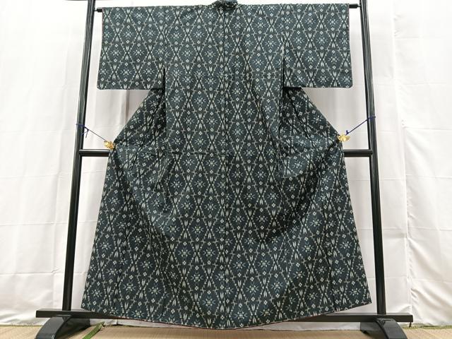 平和屋着物■本場村山大島紬 幾何学文様 正絹 逸品 BAAX3472yc