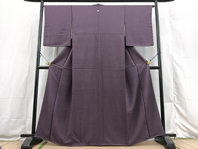 平和屋着物●本草木染作家 瑞寶 色無地 紋意匠 滅紫色 正絹 逸品 未使用 BAAX3482yc