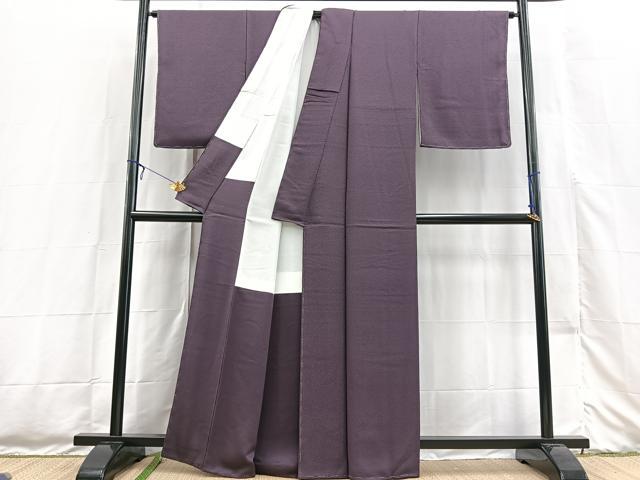 平和屋着物●本草木染作家 瑞寶 色無地 紋意匠 滅紫色 正絹 逸品 未使用 BAAX3482yc