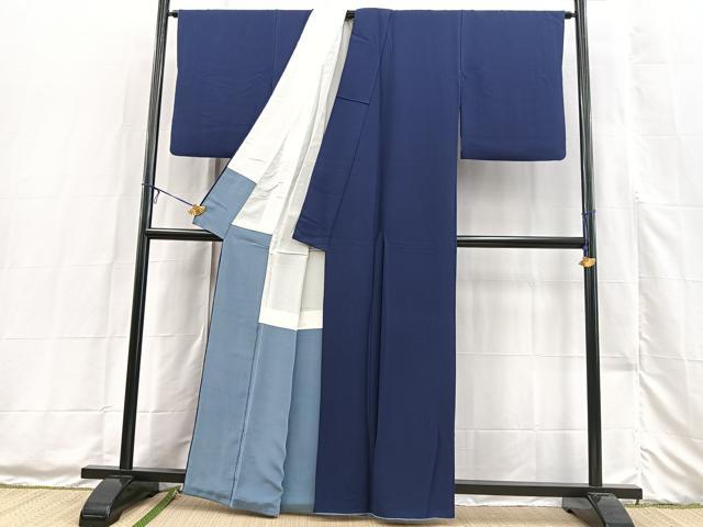 平和屋着物■上質な色無地 鉄紺色 正絹 逸品 BAAX3484yc