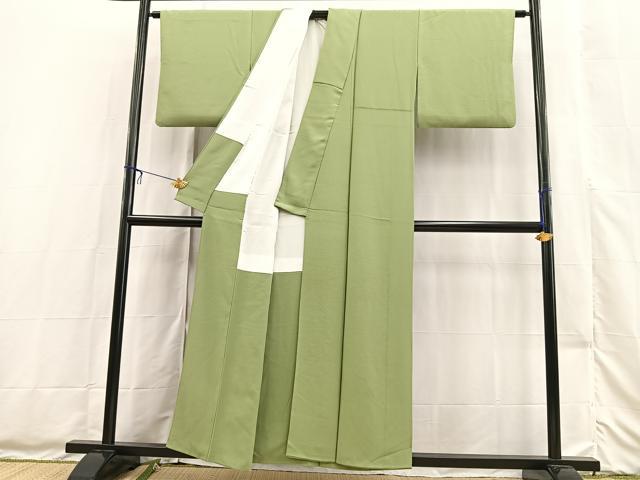 平和屋着物■上質な色無地 柳色 正絹 逸品 BAAX3486yc