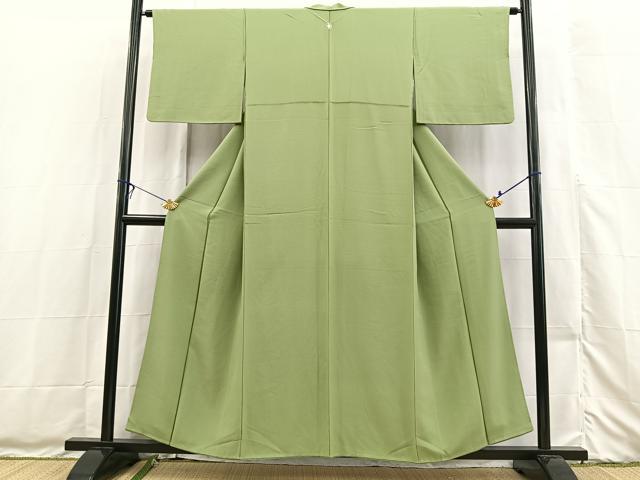 平和屋着物■上質な色無地 柳色 正絹 逸品 BAAX3486yc