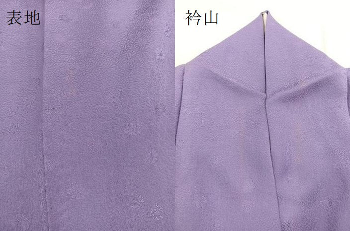 平和屋着物●上質な色無地 菊花地紋 竜胆色 正絹 逸品 BAAX3487yc
