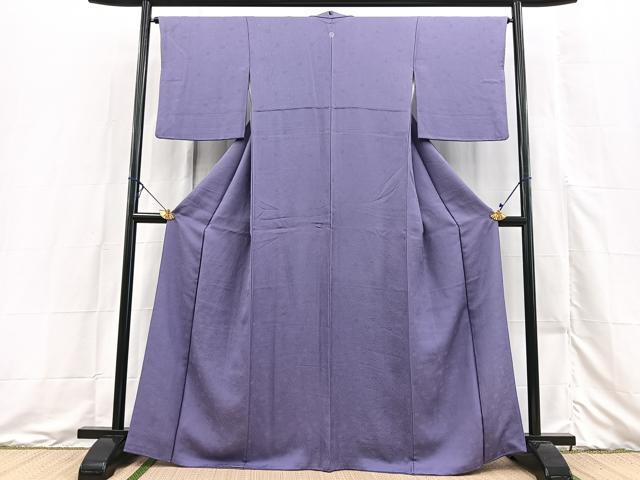 平和屋着物●上質な色無地 菊花地紋 竜胆色 正絹 逸品 BAAX3487yc