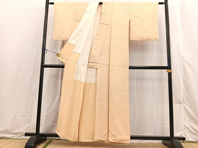 平和屋着物■上質な色無地 入子菱地紋 蜂蜜色 正絹 逸品 BAAX3491yc