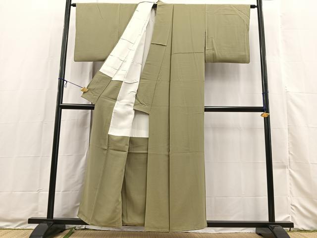 平和屋着物■上質な色無地 鶸茶色 正絹 逸品 BAAX3493yc