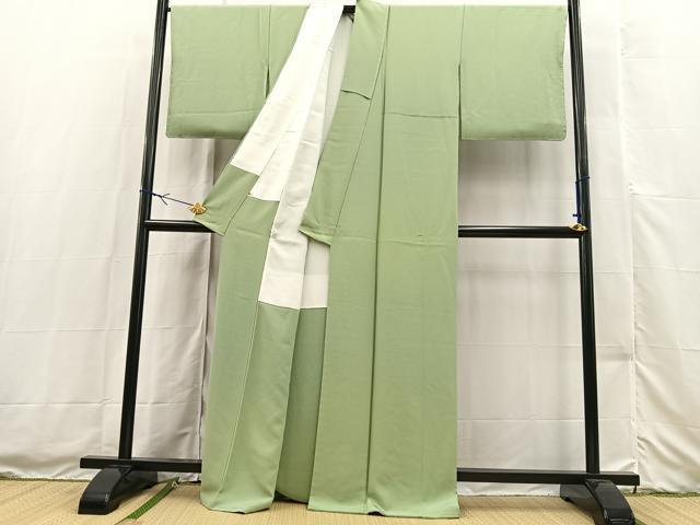平和屋着物●上質な色無地 山葵色 高島屋扱い 正絹 逸品 未使用 BAAX3508yc