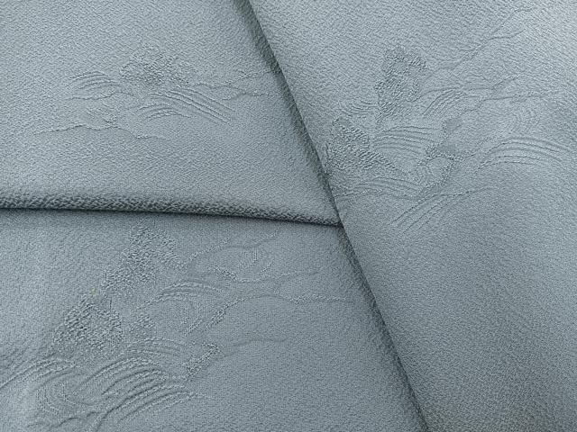 平和屋着物●上質な色無地 立波地紋 湊鼠色 正絹 逸品 未使用 BAAX3515yc