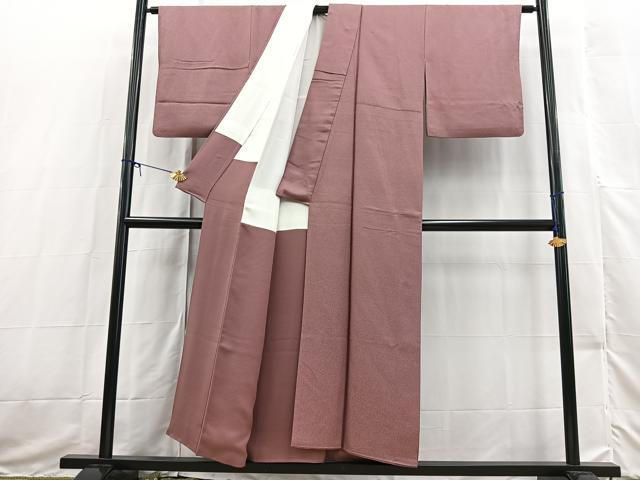 平和屋着物■上質な色無地 芝草地紋 退紅色 正絹 逸品 BAAX3518yc