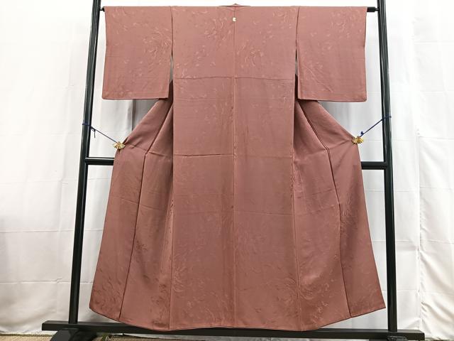 平和屋着物■上質な色無地 抽象地紋 退紅色 大丸扱い 正絹 逸品 BAAX3522yc