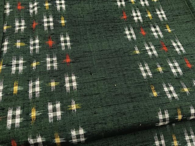 平和屋着物■上質な紬 井桁絣 正絹 逸品 BAAX3528yc