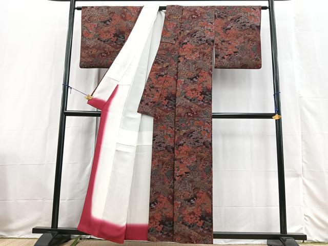 平和屋着物■上質な小紋 立波秋草文 金彩 正絹 逸品 BAAX3532yc