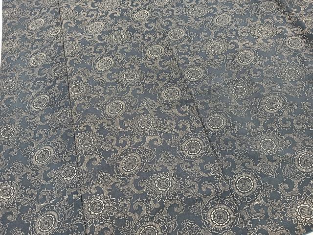 平和屋着物■上質な小紋 紬地 型染め 更紗花文 正絹 逸品 BAAX3535yc