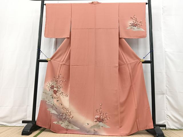 平和屋着物■訪問着 鴛鴦花文 暈し染め 金銀彩 正絹 逸品 BAAX3574yc