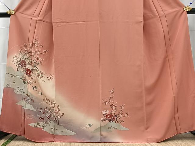 平和屋着物■訪問着 鴛鴦花文 暈し染め 金銀彩 正絹 逸品 BAAX3574yc