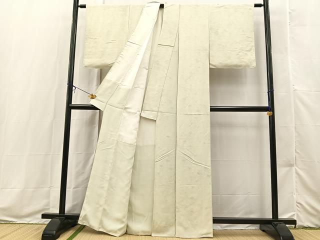 平和屋着物■上質な色無地 青海波地紋 象牙色 正絹 逸品 BAAX3575yc