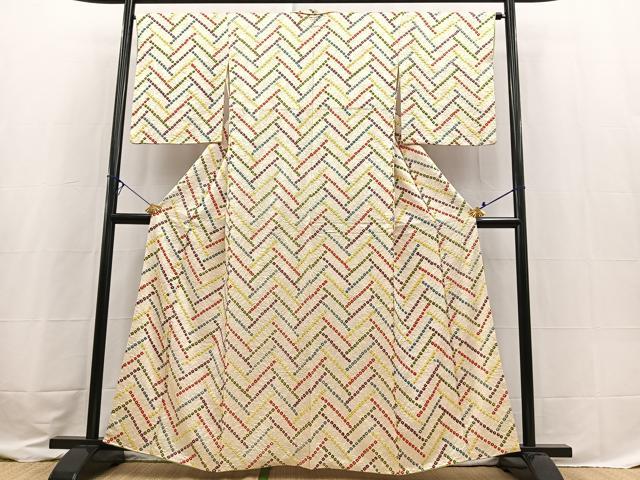 平和屋着物■上質な小紋 総絞り 檜垣文 正絹 逸品 BAAX3585yc
