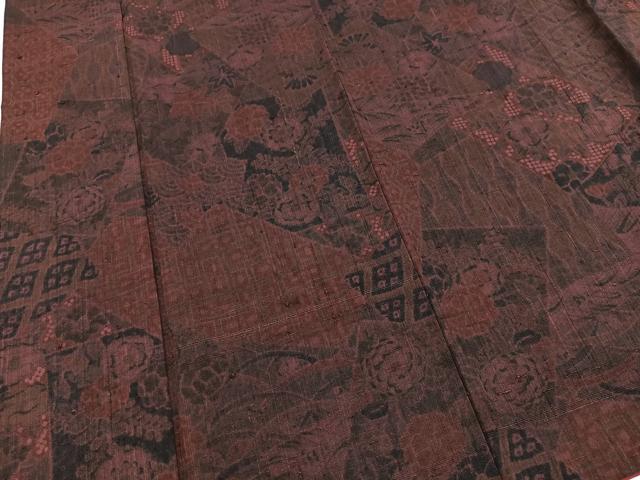 平和屋着物■上質な小紋 生紬地 切嵌花文 正絹 逸品 BAAX3587yc