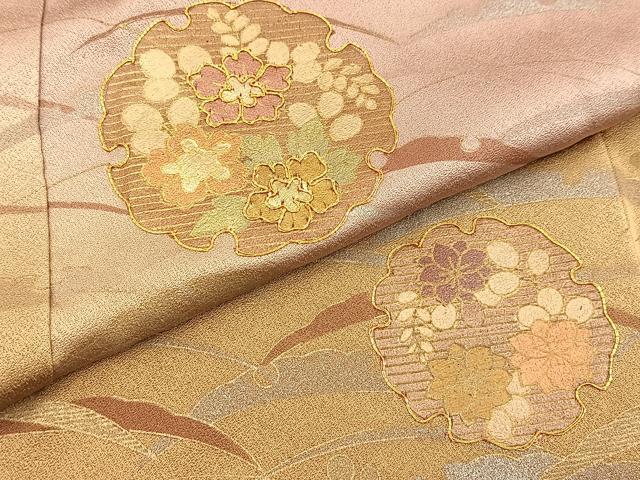 平和屋着物■訪問着 駒刺繍 雪輪花文 暈し染め 金銀彩 正絹 逸品 BAAX3589yc