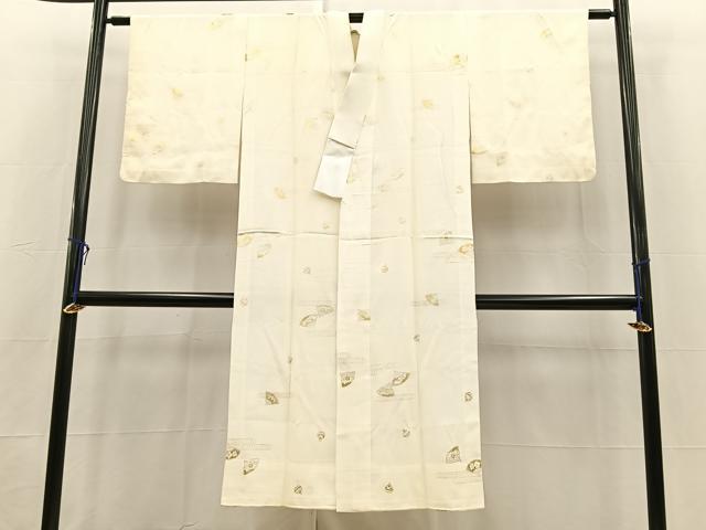 平和屋着物■長襦袢 無双仕立て 松竹梅扇面文 金彩 正絹 逸品 BAAX3590yc