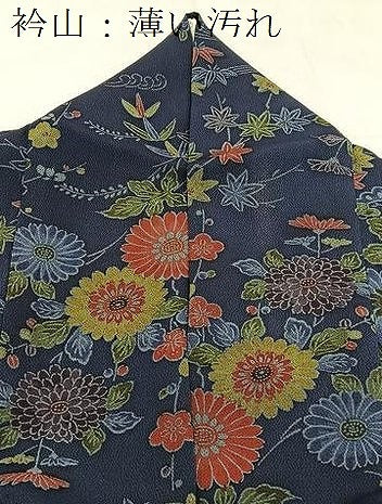 平和屋着物■上質な小紋 型染め 流水草花文 鬼しぼ縮緬 正絹 逸品 BAAX3597yc