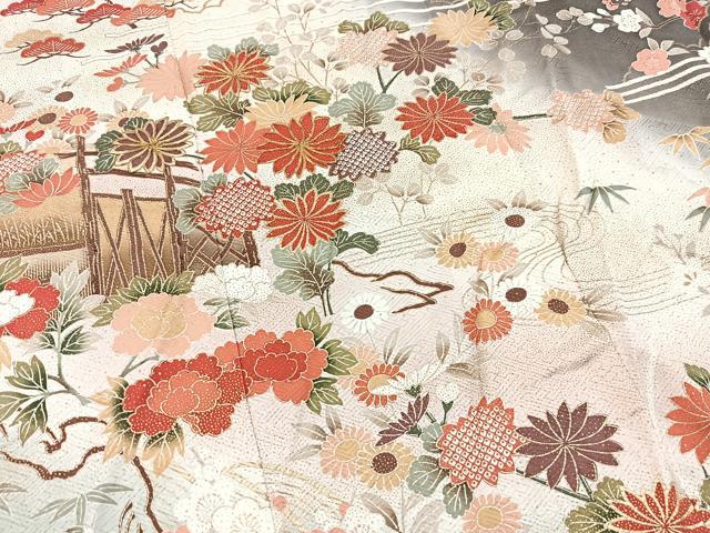 平和屋着物■豪華振袖 駒刺繍 松竹梅 風景文 暈し染め 金彩 正絹 逸品 BAAX3607yc