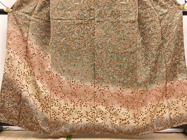 平和屋着物■訪問着 草花文 暈し染め 金彩 三越扱い 正絹 逸品 BAAX3609yc