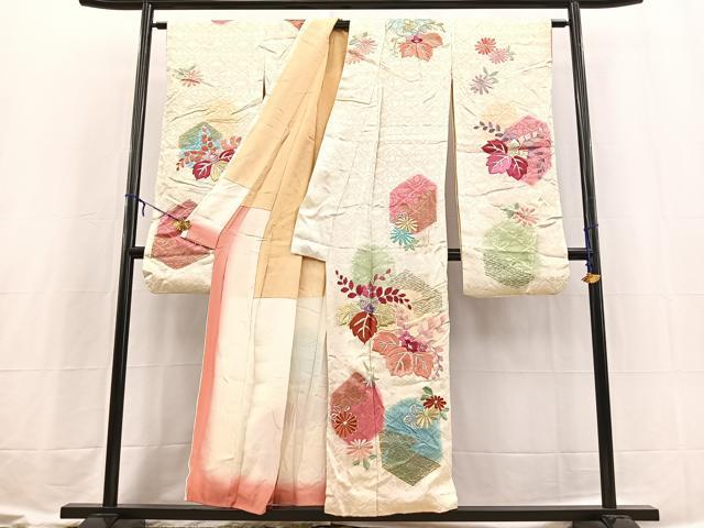 平和屋着物■豪華振袖 刺繍 亀甲草花文 金彩 正絹 逸品 BAAX3616yc