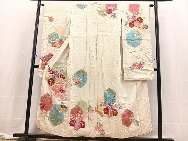 平和屋着物■豪華振袖 刺繍 亀甲草花文 金彩 正絹 逸品 BAAX3616yc