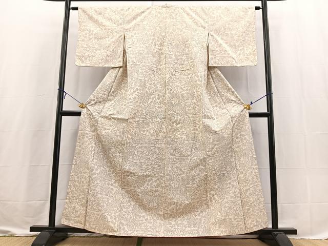 平和屋着物■上質な紬 草花文 正絹 逸品 BAAX3617yc