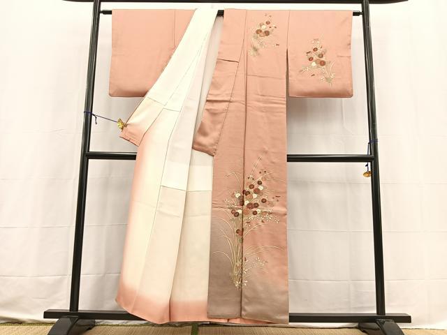 平和屋着物■訪問着 刺繍 菊花文 暈し染め 金彩 正絹 逸品 BAAX3623yc