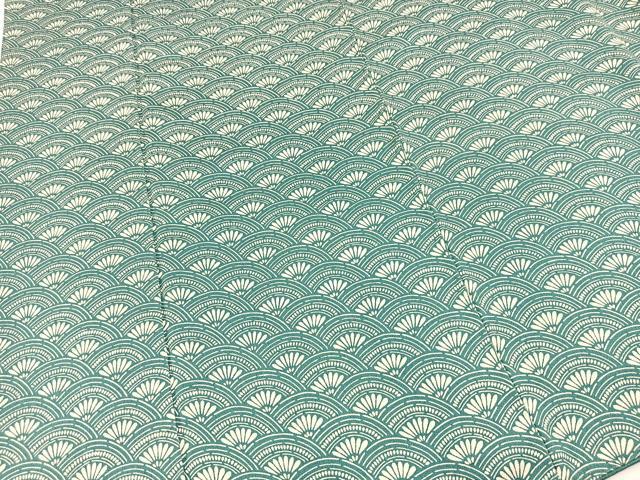 平和屋着物■上質な小紋 型染め 花青海波文 正絹 逸品 BAAX3624yc
