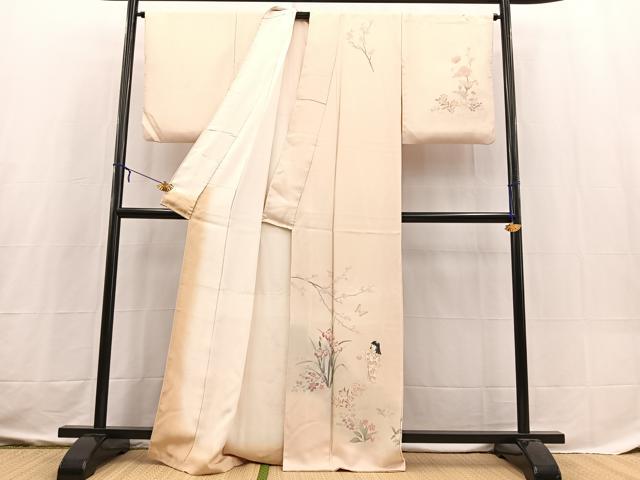 平和屋着物■訪問着 童子遊び花蝶文 暈し染め 正絹 逸品 BAAX3625yc