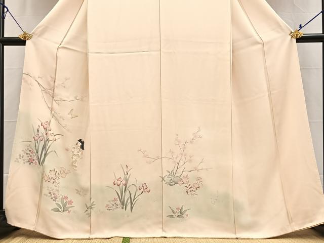 平和屋着物■訪問着 童子遊び花蝶文 暈し染め 正絹 逸品 BAAX3625yc