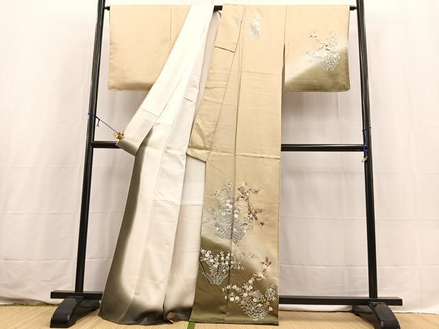 平和屋着物■訪問着 駒刺繍 束ね熨斗花文 暈し染め 金銀彩 正絹 逸品 BAAX3629yc